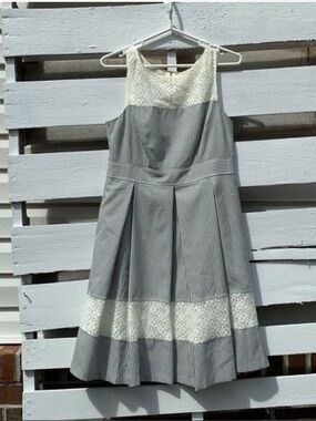 London Times Lace & Gingham Dress